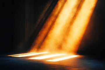 Fototapete - Rays of light filtering through a dark space create a warm and inviting atmosphere, background light