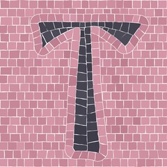 Poster - Mosaic tiles letter T. EPS 10 editable flat design vector seamless horizontal pattern