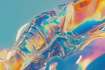 Poster - Colorful holographic liquid waves creating mesmerizing abstract motion in vibrant hues, Colorful holographic liquid waves abstract motion background