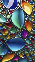 Poster - 3d rendering of vibrant colored abstract changing glass design in an ornament structure, ai generate