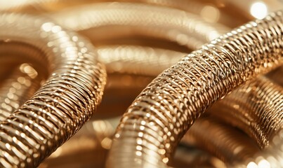 Poster - Intricate golden metal coils showcasing detailed texture and shine, reflecting light in a mesmerizing pattern