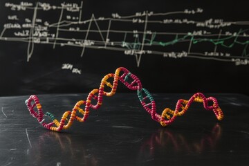 Aufkleber - DNA strands intertwine with mathematical data processing concepts in a digital environment, dna strands over data processing and mathematical equations on black background