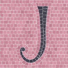 Poster - Mosaic tiles letter J. EPS 10 editable flat design vector seamless horizontal pattern