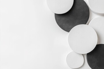 Poster - a collection of overlapping black and white circles arranged on a white background highlights a cont