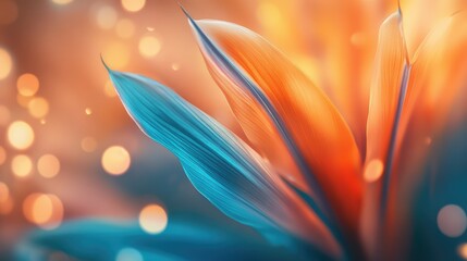 Poster - Vibrant Abstract Leaves in Soft Focus with Warm and Cool Color Contrast, Ideal for Nature and Floral-Themed Backgrounds and Designs