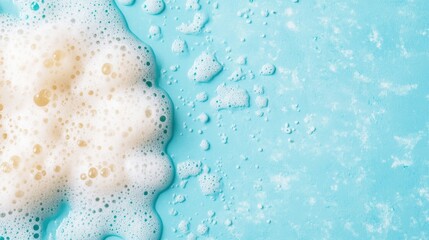Poster - Soft, white bubbles scatter across a calm light blue background, enhancing a sense of tranquility and cleanliness in an inviting environment