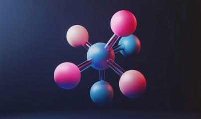 Poster - 3D Molecular Structure with Colorful Atoms and Bonds, Abstract Representation of Chemical Compounds
