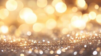 Poster - Golden glitter sparkles in a vibrant background, offering a festive and enchanting ambiance for parties and decorative purposes
