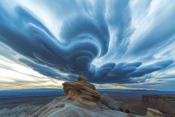 Poster - Time-lapse of dynamic clouds rolling over Comb Ridge in Southern Utah during twilight, Time-Lapse of clouds over Comb Ridge in Southern Utah
