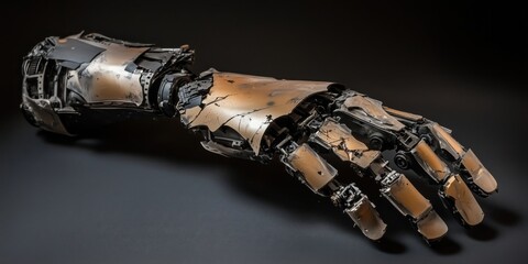 Poster - Robotic Arm with Exposed Mechanics and Metallic Finish, Showcasing Intricate Design and Futuristic Aesthetics