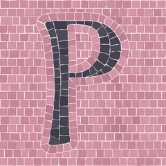 Poster - Mosaic tiles letter P. EPS 10 editable flat design vector seamless horizontal pattern