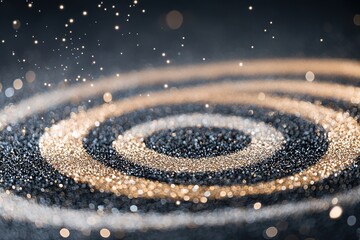 Poster - A vibrant swirl of sequins forms an intricate pattern, showcasing a dance of light and texture. The composition captures the dynamic movement and glimmer of sequins against a dark background