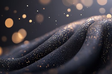 Poster - A captivating display of flowing sequins in shades of black and gold captures light, creating a dynamic and elegant swirl. This striking arrangement adds depth and texture to the atmosphere