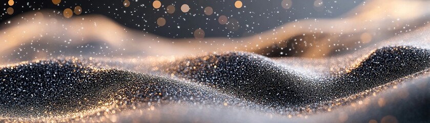 Poster - A captivating arrangement of sequins forms a textured swirl, reflecting light in a monochromatic palette. The surface shimmers gently, creating an enchanting visual display