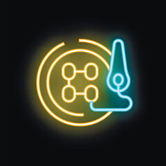 Poster - Bright neon sign illuminating a virtual reality gaming experience with a headset