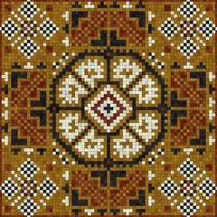 Poster - Mosaic tiles background, seamless vector pattern