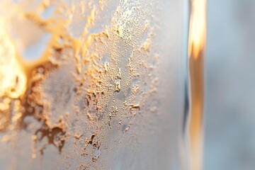 Poster - The frosted glass pane creates delicate, textured patterns illuminated by warm light, capturing a moment of tranquility during early evening hours