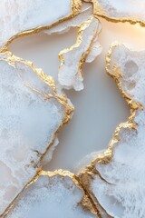 Poster - A frosted glass pane showcases intricate designs with gold highlights, beautifully illuminated by the soft glow of the evening light in a contemporary space