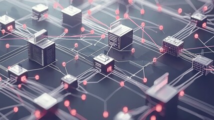 Poster - Abstract Digital Network Connection Concept with Geometric Shapes