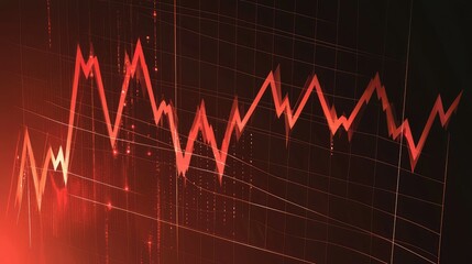 Poster - Abstract Red Line Graph Illustrating Financial Market Trends Analysis
