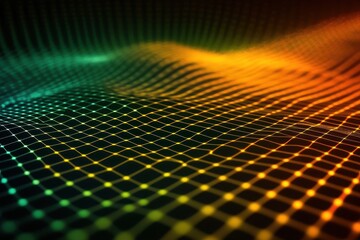 Poster - Scope scanning and data processing visualization over a grid with vibrant color gradient, scope scanning and data processing over grid