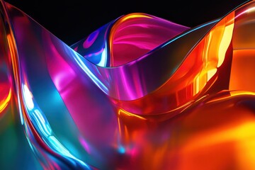 Poster - Futuristic waves of neon colors create a mesmerizing light display in abstract form, waves of futuristic colors, neon light forms a beautiful wave for background purposes