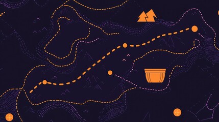 Poster - abstract map design with winding path and geometric elements