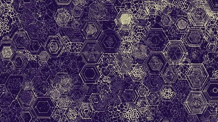 Poster - Abstract Hexagonal Pattern with Intricate Lines and Shapes