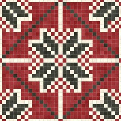 Poster - Mosaic tiles background, seamless vector pattern