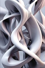 Poster - AI generated Illustration of conceptual art piece where geometric shapes and organic forms blend in a digital canvas