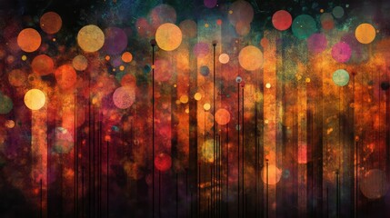 Poster - Abstract vibrant background with colorful bokeh circles, soft hues blending harmoniously, creating a dreamy and artistic atmosphere for various creative projects.