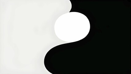 Poster - Black and white minimalist wallpaper illustration in geometric shapes symbolizing fun and ease, AI generated