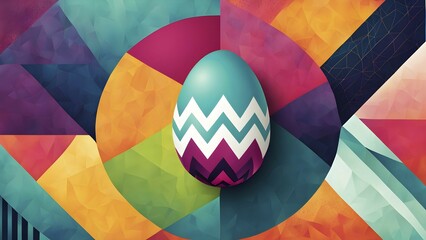 Poster - abstract easter egg design with geometric patterns, bold colors, and a mix of textures, creating a m