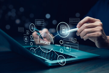 Wall Mural - digital e-invoice and statement software for online transactions.payment and billing invoices busine