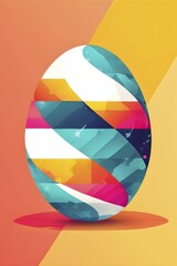 Poster - abstract easter egg design with geometric patterns, bold colors, and a mix of textures, creating a m