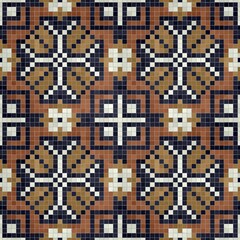 Poster - Mosaic tiles background, seamless vector pattern