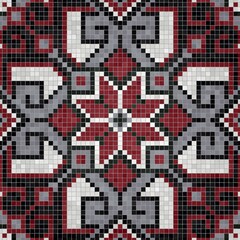 Poster - Mosaic tiles decorative background, seamless repeating vector pattern template for wallpaper, background, wood print, metal print, plastic print, glass print, decor