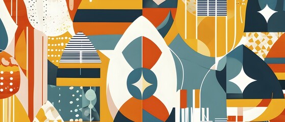 Poster - abstract easter egg design with geometric patterns, bold colors, and a mix of textures, creating a m