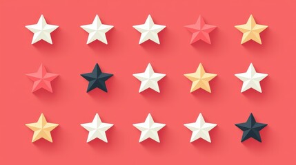 Poster - Colorful Stars Pattern on Red Background for Creative Projects