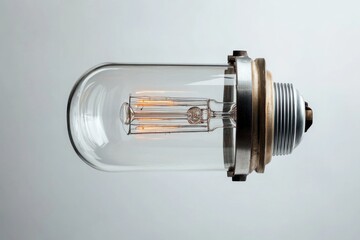 Poster - a detailed shot of a single light bulb attached to a wall