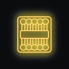 Poster - Yellow glowing neon line matches box icon isolated on black background