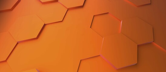 Poster - Abstract modern orange hexagon background, 3d rendering, stylish header or backdrop