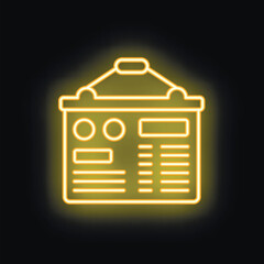 Poster - Bright yellow neon sign of an information board, providing a retro ambiance against a dark backdrop