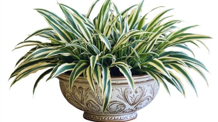 Wall Mural - A potted plant with lush green and white leaves, ideal for interior design or gardening themes