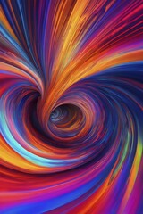 Poster - Abstract digital art capturing the essence of a swirling tunnel in vibrant colors in dynamic motion, AI generated