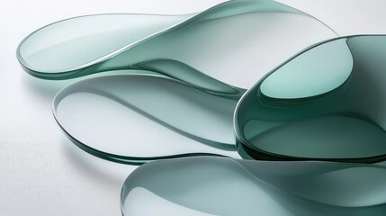 Poster - Elegant Glass Waves in Soft Green Tones, Showcasing Organic Shapes and Fluid Motion for Contemporary Decor and Modern Aesthetic Appeal