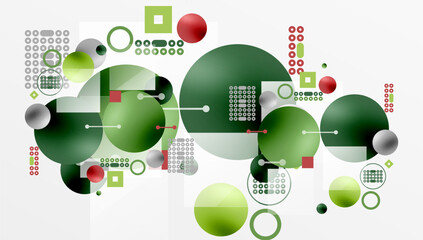 Poster - Minimalistic abstract vector design, layered geometric shapes circles, squares, and triangles with soft pastel gradients and semi-transparent effects. Perfect for contemporary use
