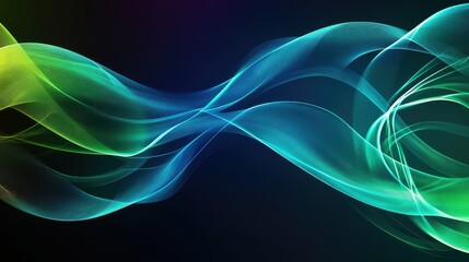 Poster - Abstract Waves in Vibrant Colors Flowing Gracefully Against a Dark Background, Creating an Ethereal and Digital Atmosphere for Design and Art Projects