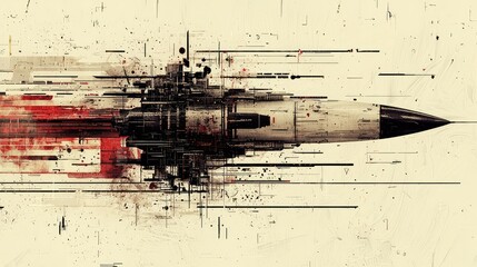 Poster - Futuristic Rocket Design with Abstract Lines and Textures