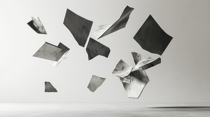 Poster - Floating Abstract Shapes in Dynamic Motion on Simple Background